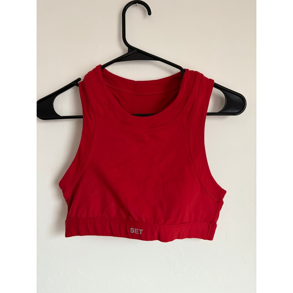 SET Active Red Sports Bra Crop Top